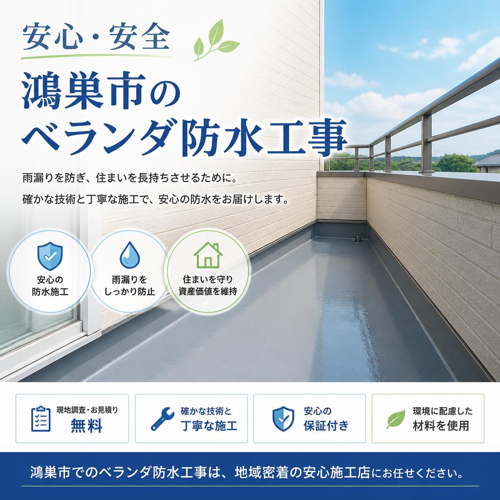 安心・安全、鴻巣市のベランダ防水工事