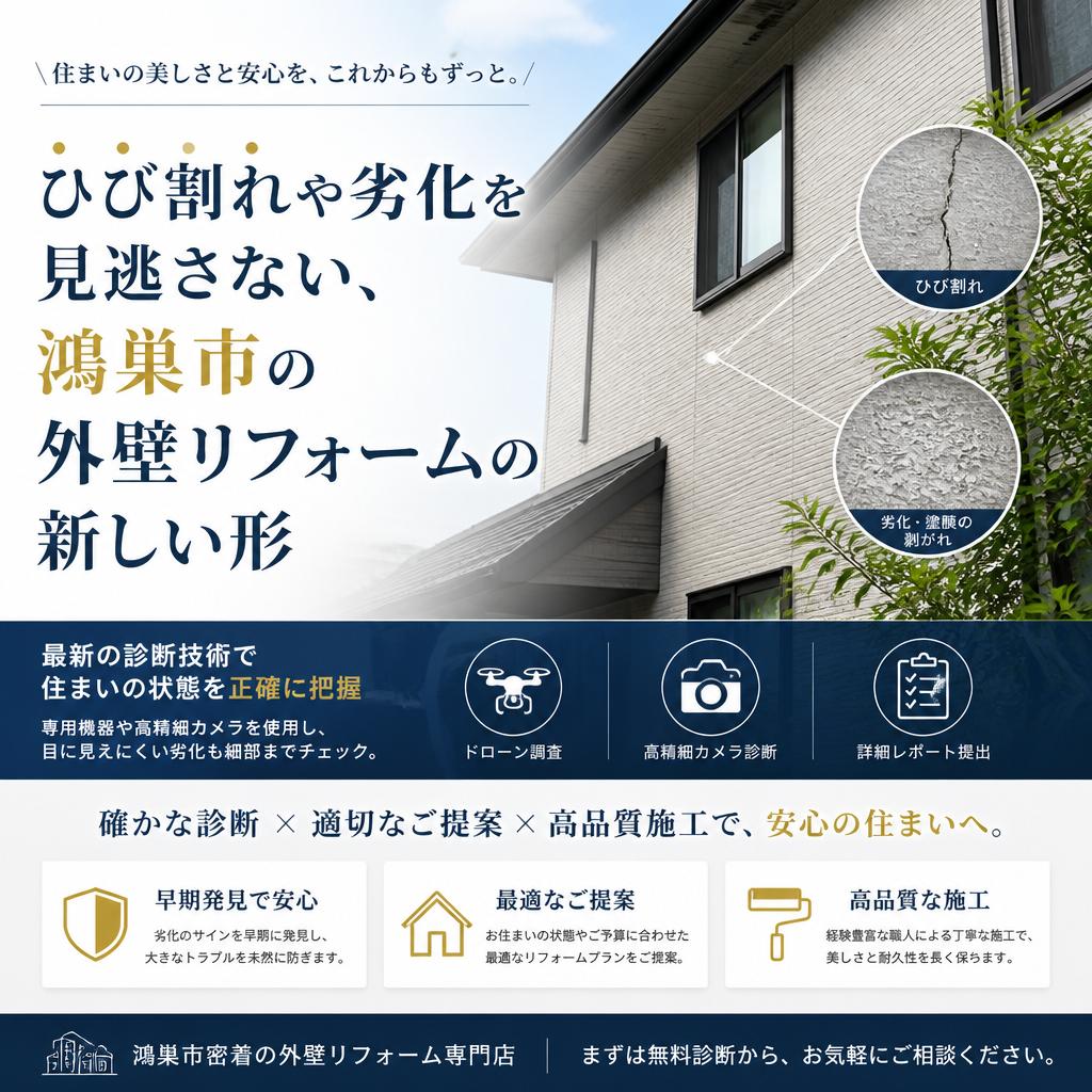 ひび割れや劣化を見逃さない、鴻巣市の外壁リフォームの新しい形