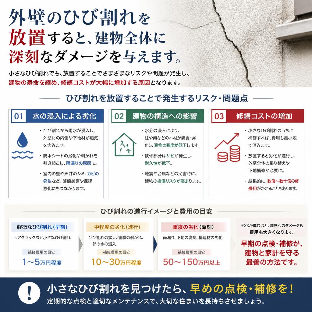 ひび割れ放置のリスク