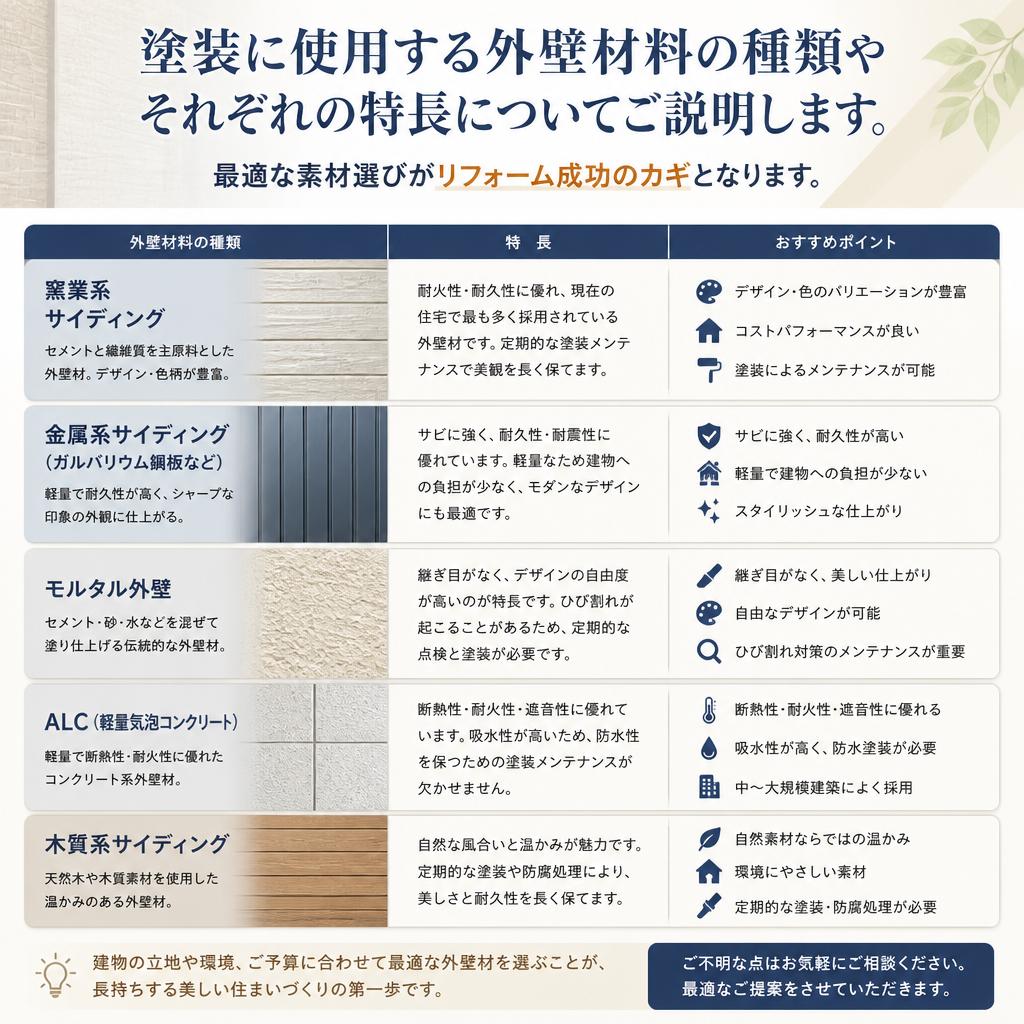 外壁の種類と特徴