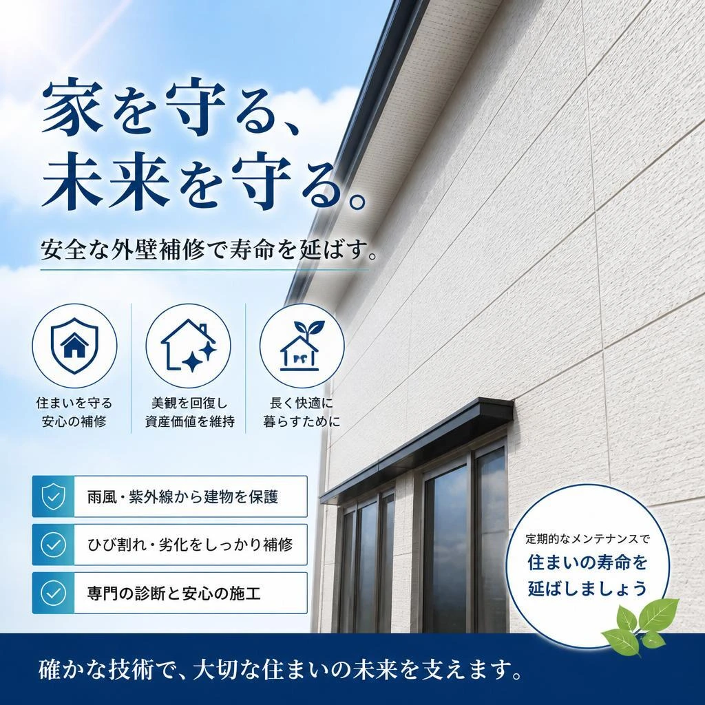 家を守る、未来を守る。安全な外壁補修で寿命を延ばす。