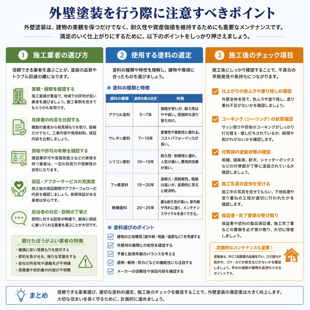 外壁メンテナンスの基本的な注意点