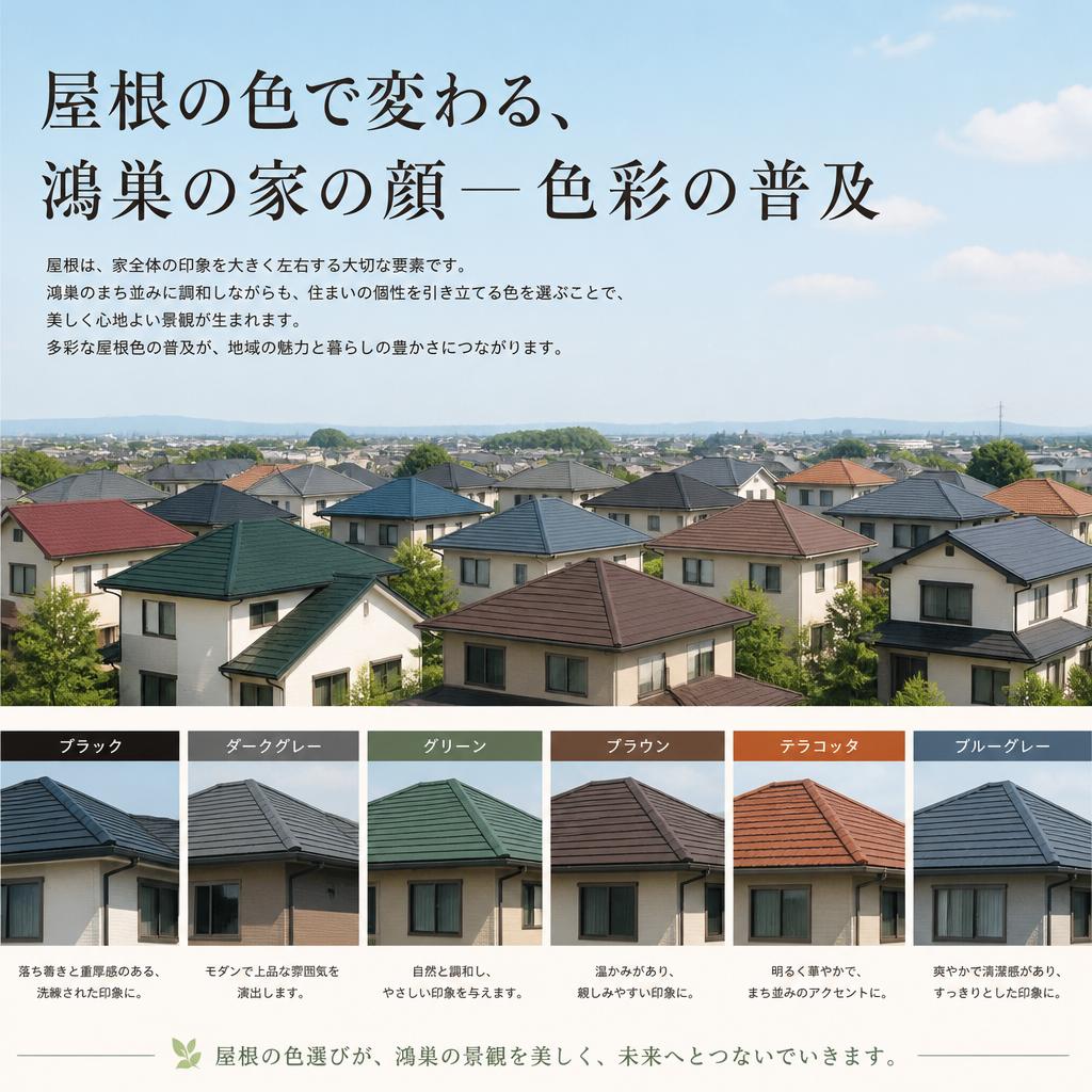 屋根の色で変わる、鴻巣の家の顔—色彩の普及