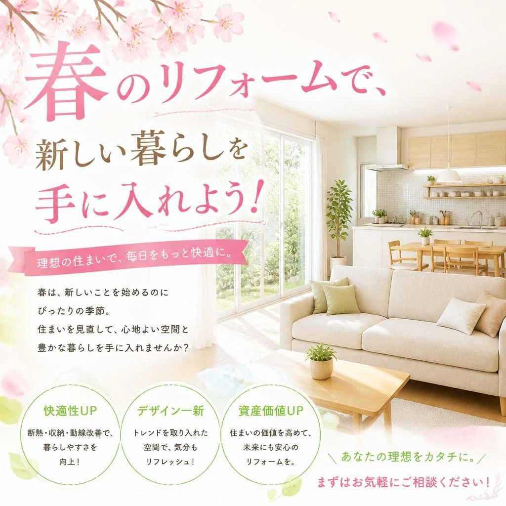 春のリフォームで、新しい暮らしを手に入れよう！