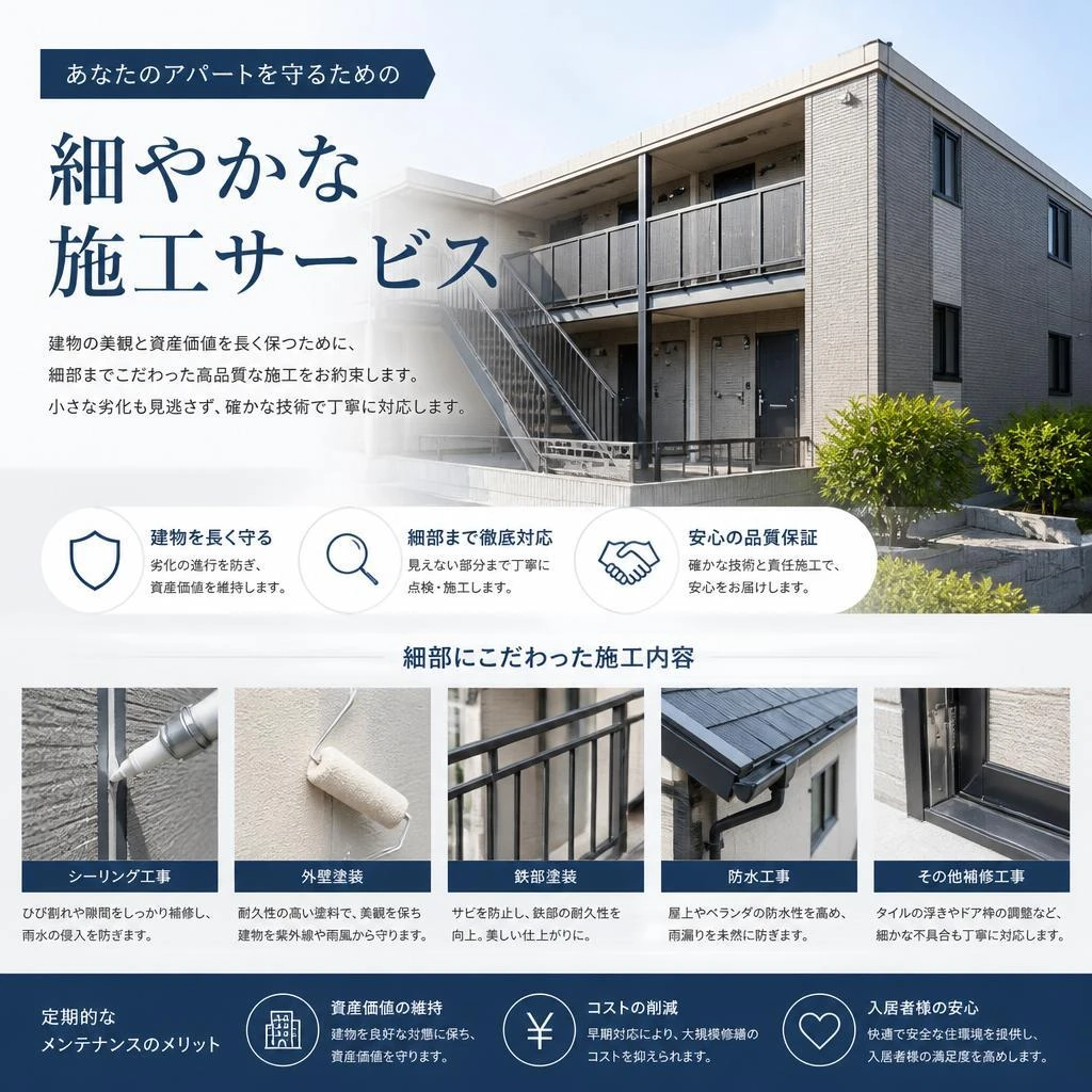 あなたのアパートを守るための細やかな施工サービス