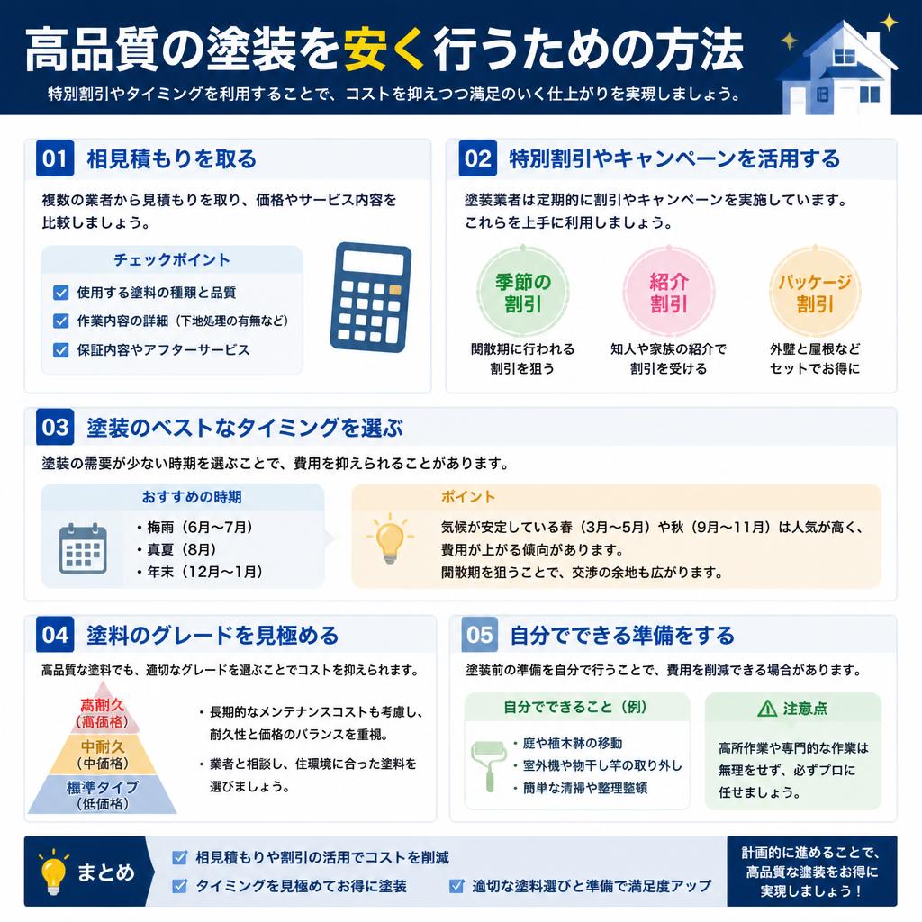 安く外壁塗装を行うためのテクニック