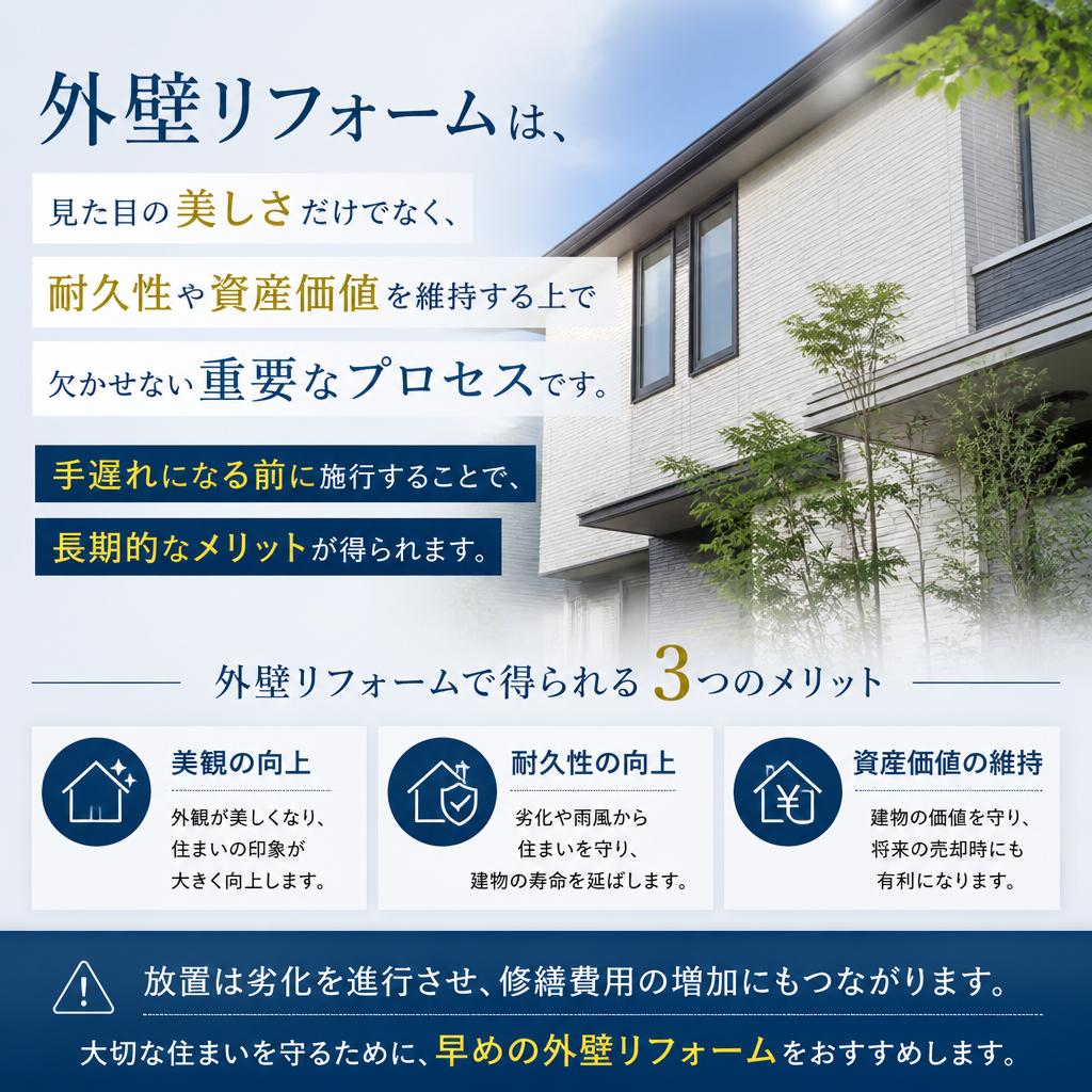 2. 外壁リフォームの主なメリット