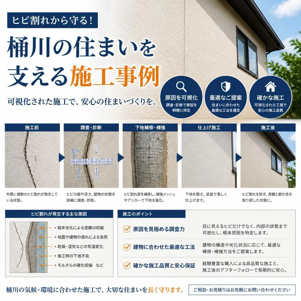 ヒビ割れから守る！桶川の住まいを支える可視化された施工事例