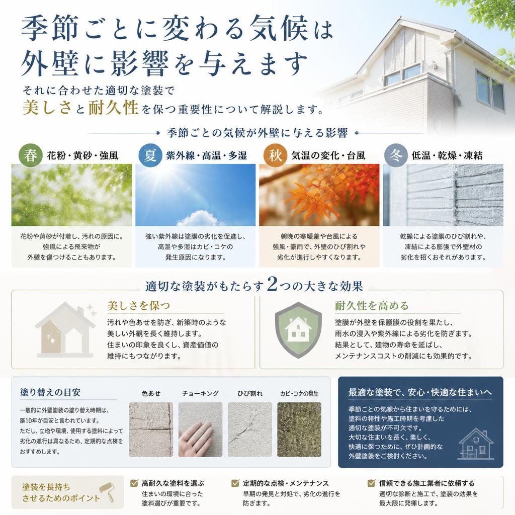 2. 季節ごとの外壁塗装のメリット