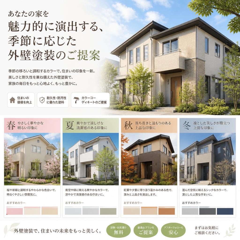 あなたの家を魅力的に演出する、季節に応じた外壁塗装のご提案