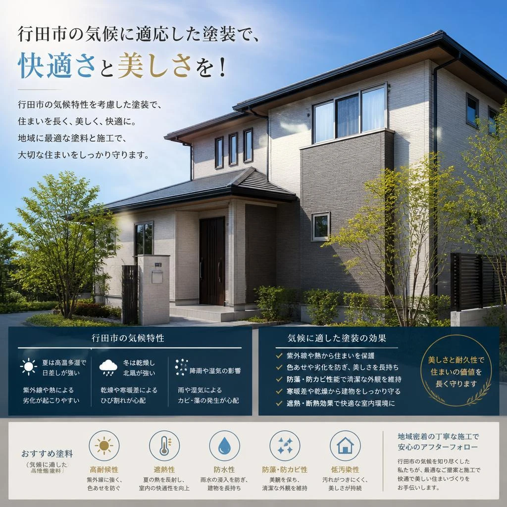 行田市の気候に適応した塗装で、快適さと美しさを！