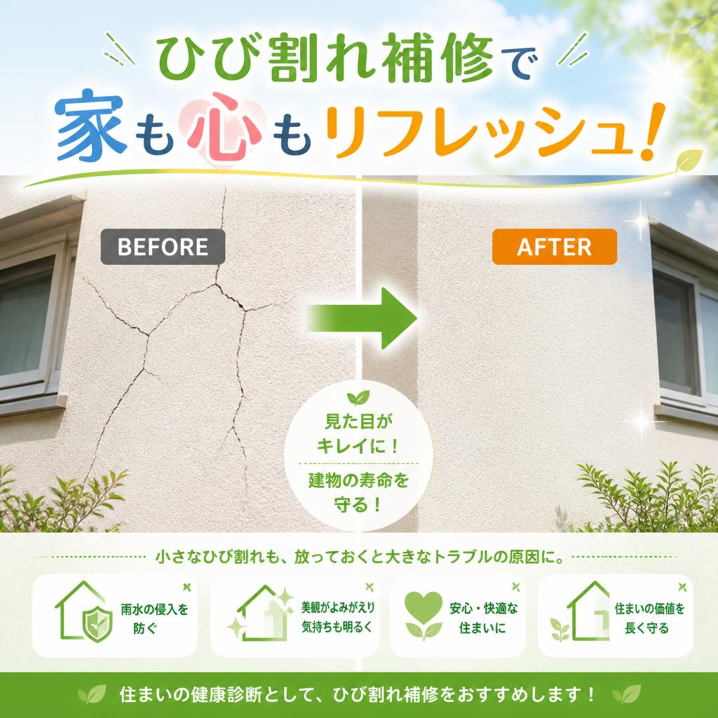 ひび割れ補修で家も心もリフレッシュ！